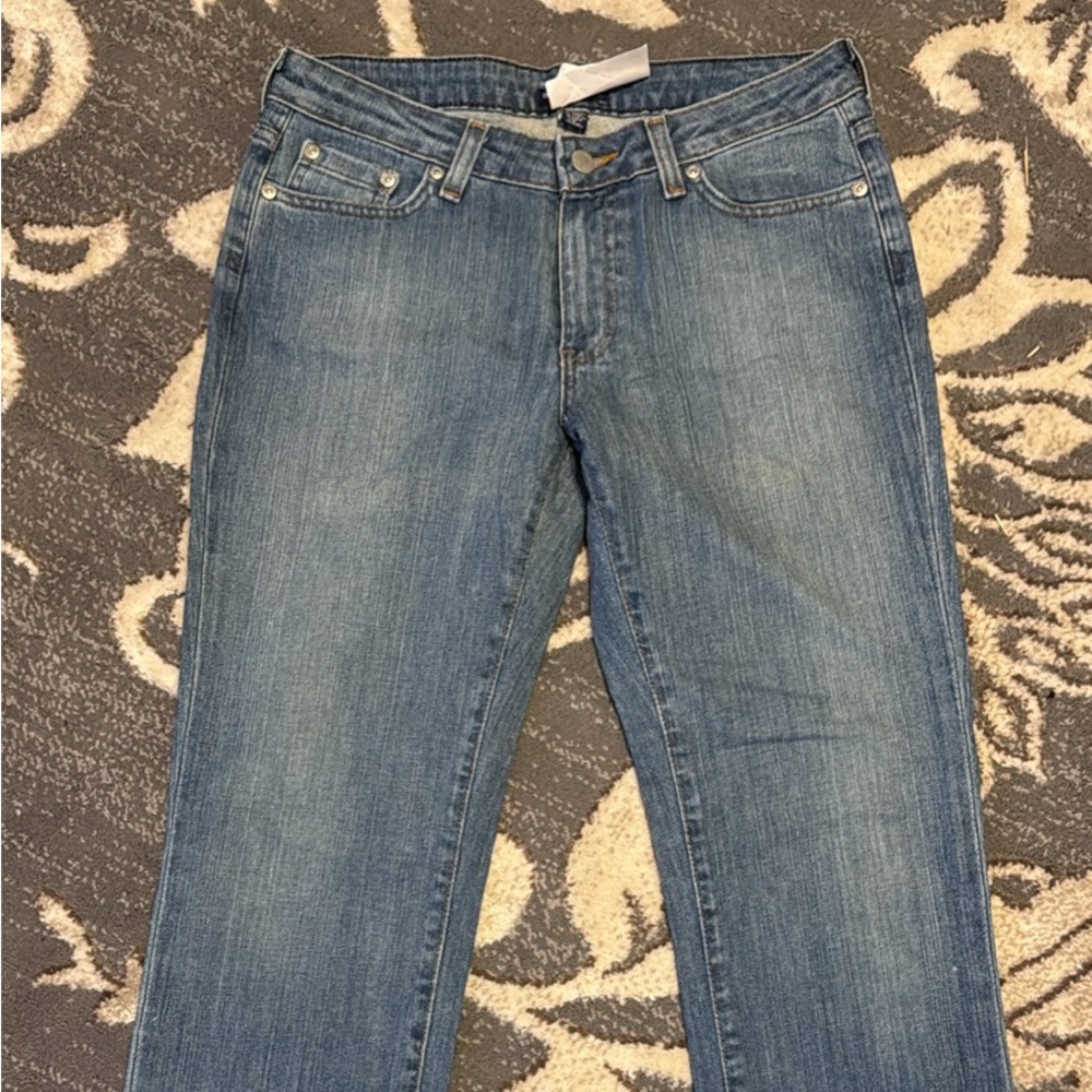 Boston Proper Blue Straight-Leg Jeans with Subtle Fading